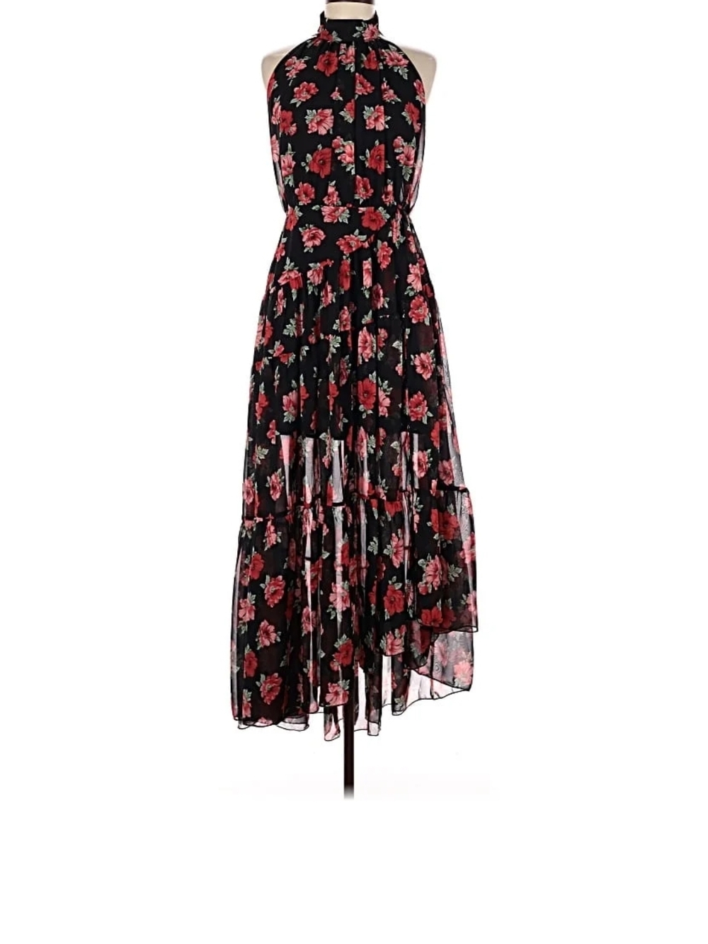 Lulus Black Floral Halter Maxi Dress